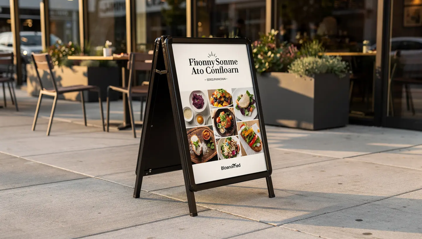 A-frame sidewalk sign outside a Bay Area restaurant