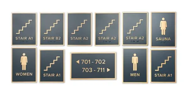 Gemini ADA braille plaque with raised tactile text
