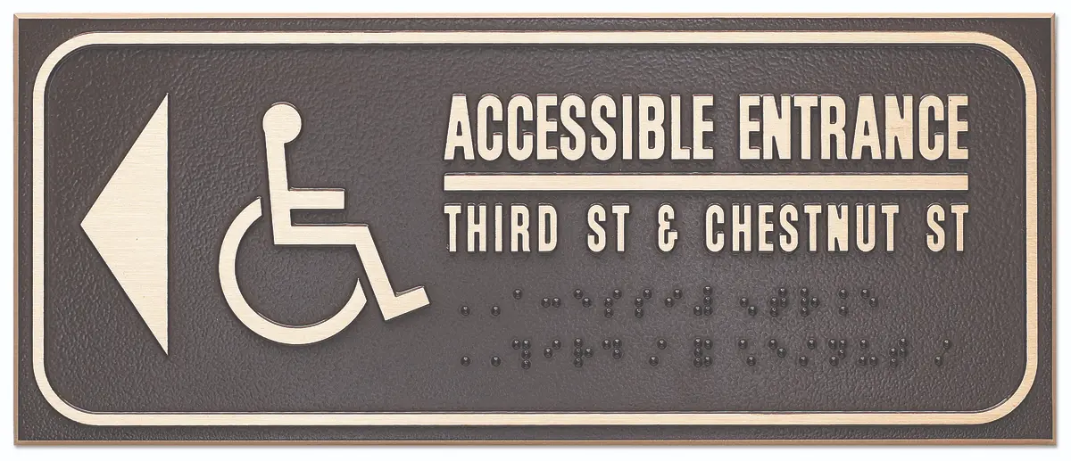 Gemini custom ADA accessible entrance sign with braille