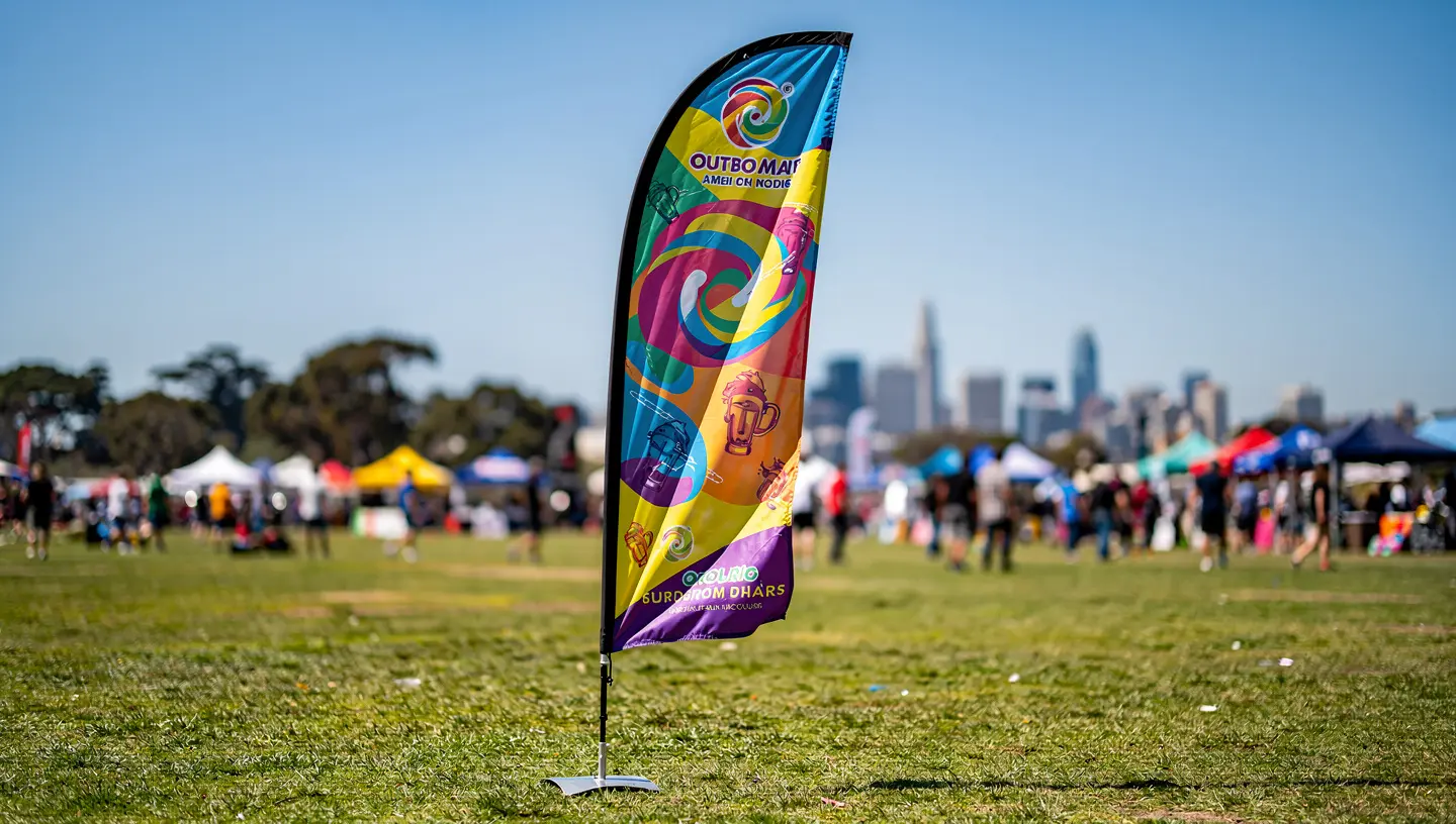 Feather flag at a Bay Area outdoor event
