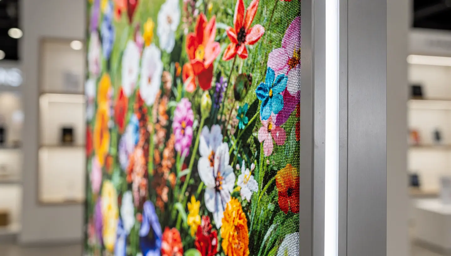 SEG backlit fabric frame at a trade show or event