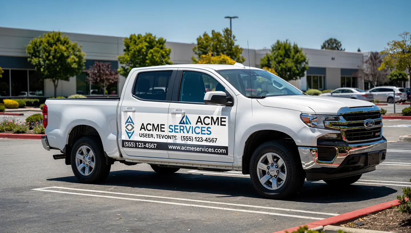 Car magnets on a service vehicle