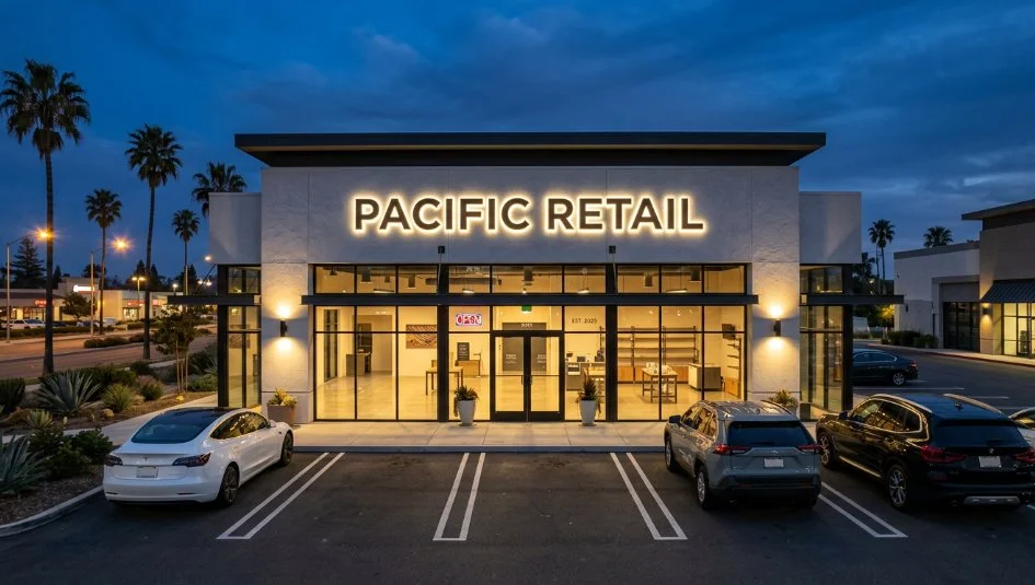 Front-lit LED channel letters on commercial retail storefront Silicon Valley — Clear Line Signs
