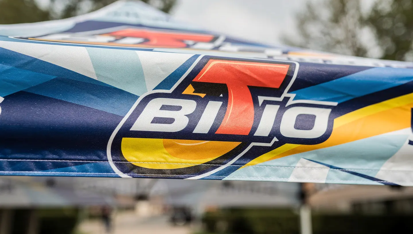 Branded event tent at a trade show
