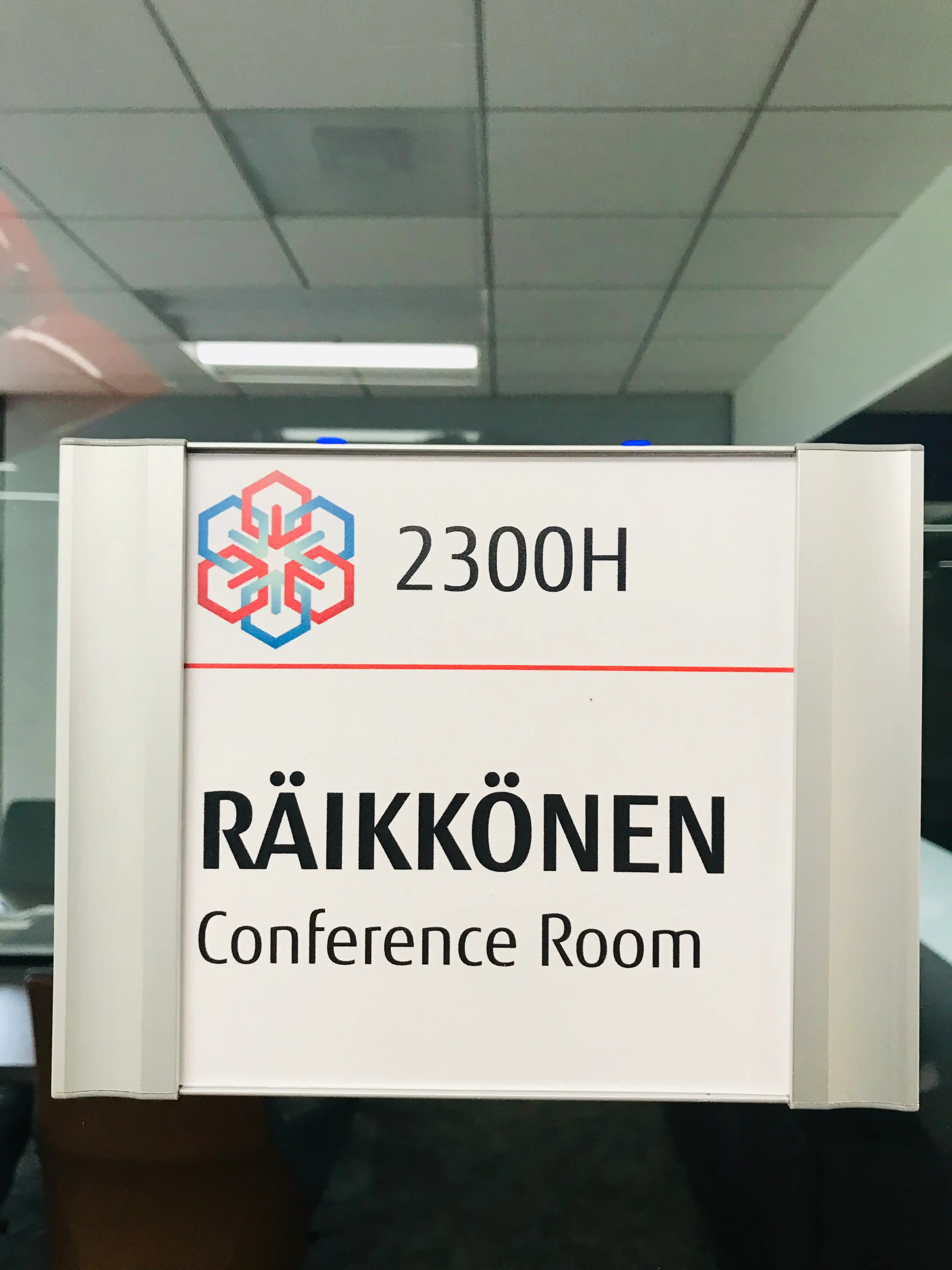Fujitsu Solutions Lab wayfinding sign — modular wall-mount frame, San Jose
