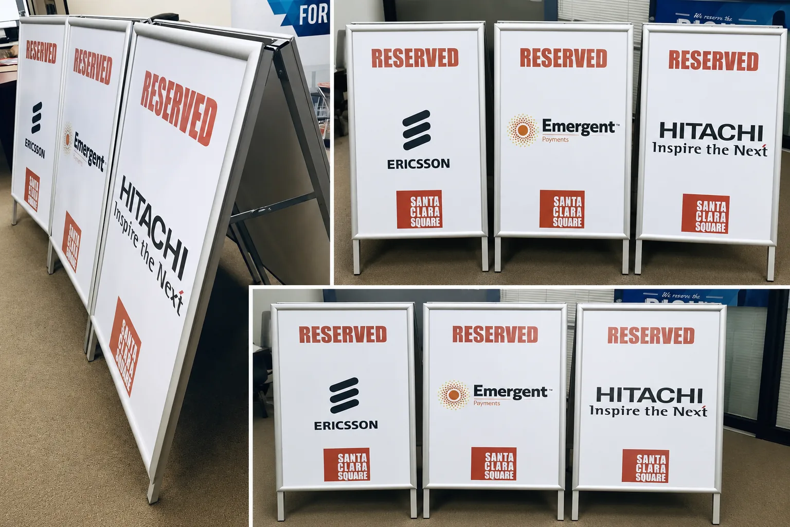 Reserved parking A-frame signs, 30-unit order — Irvine Company Santa Clara Square — Clear Line Signs Santa Clara