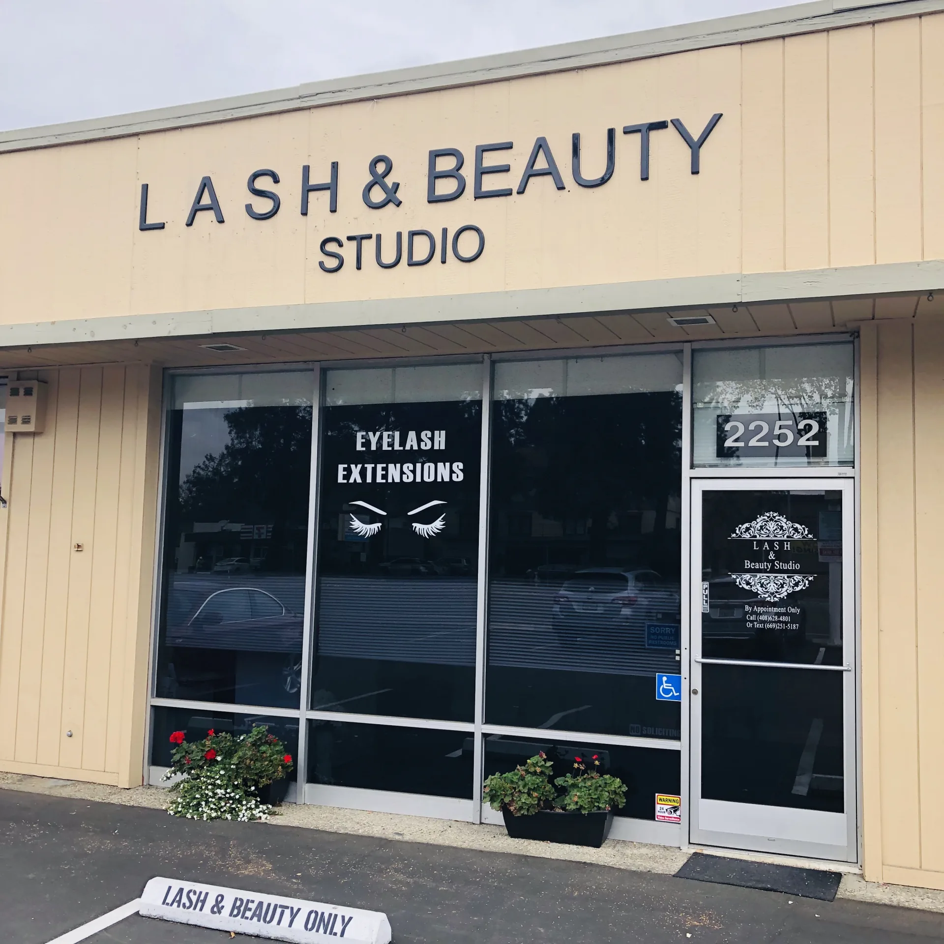 Painted 1/2 inch acrylic letter storefront sign — Lash and Beauty Studio — Clear Line Signs Campbell