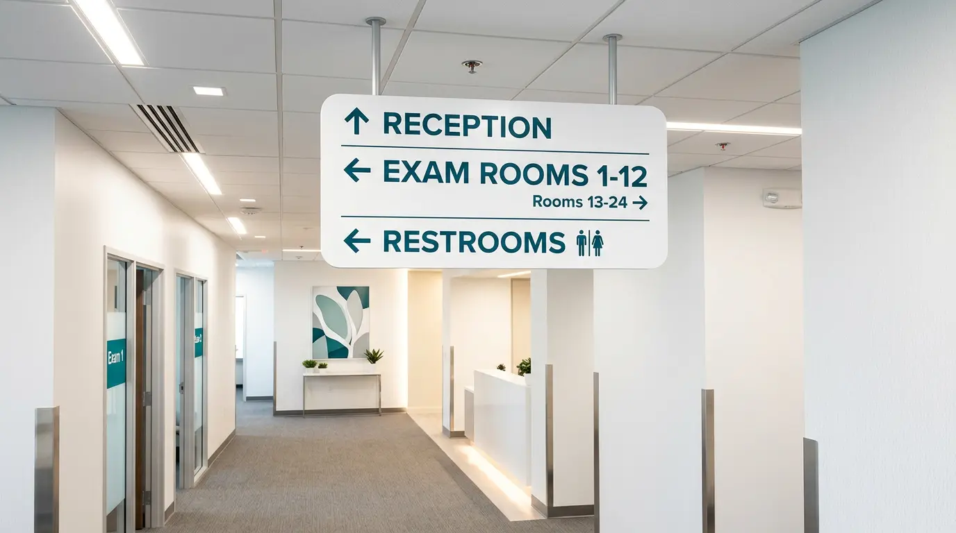 Healthcare wayfinding signs medical corridor San Jose