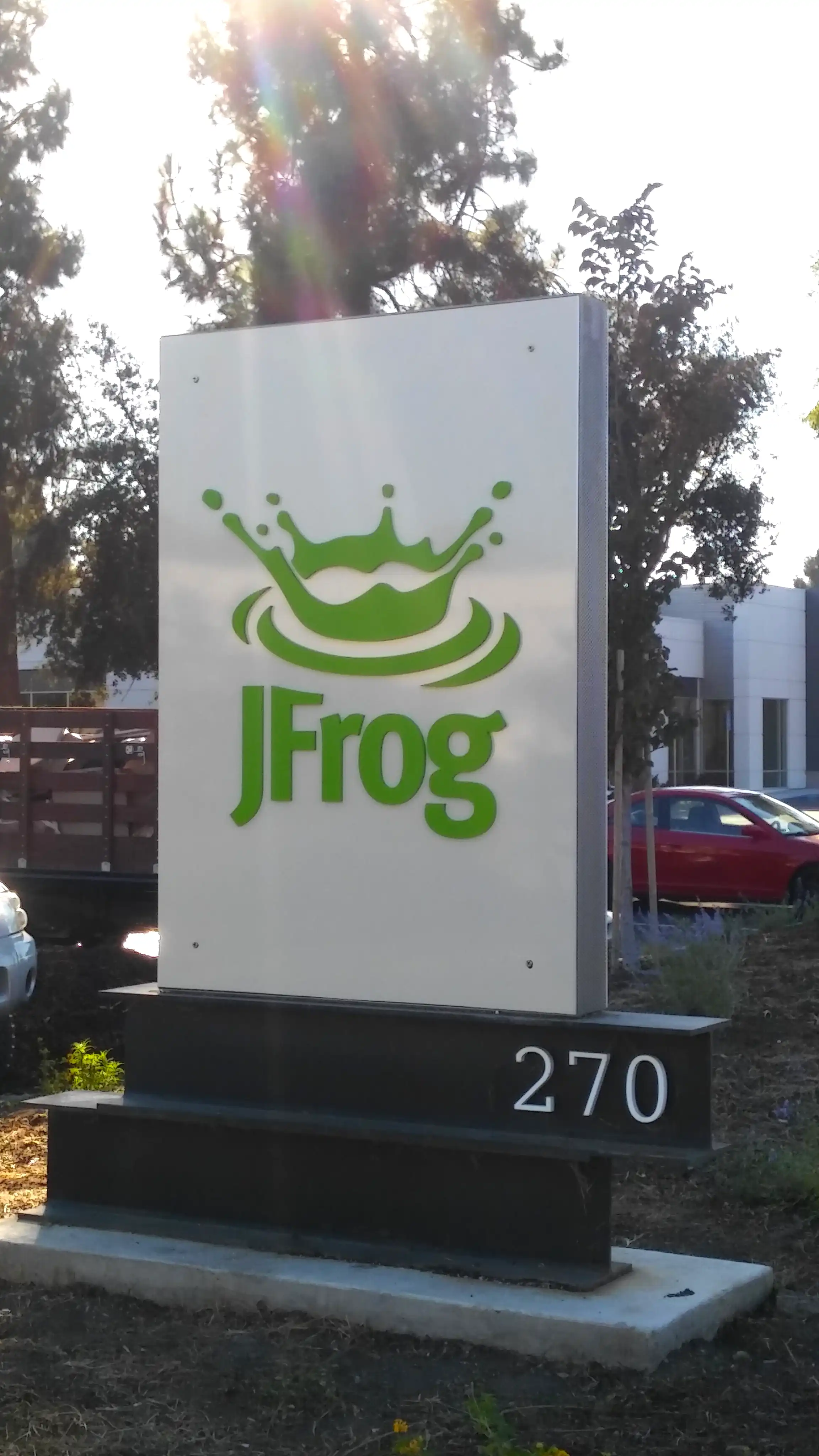 JFrog dimensional acrylic logo monument sign San Jose