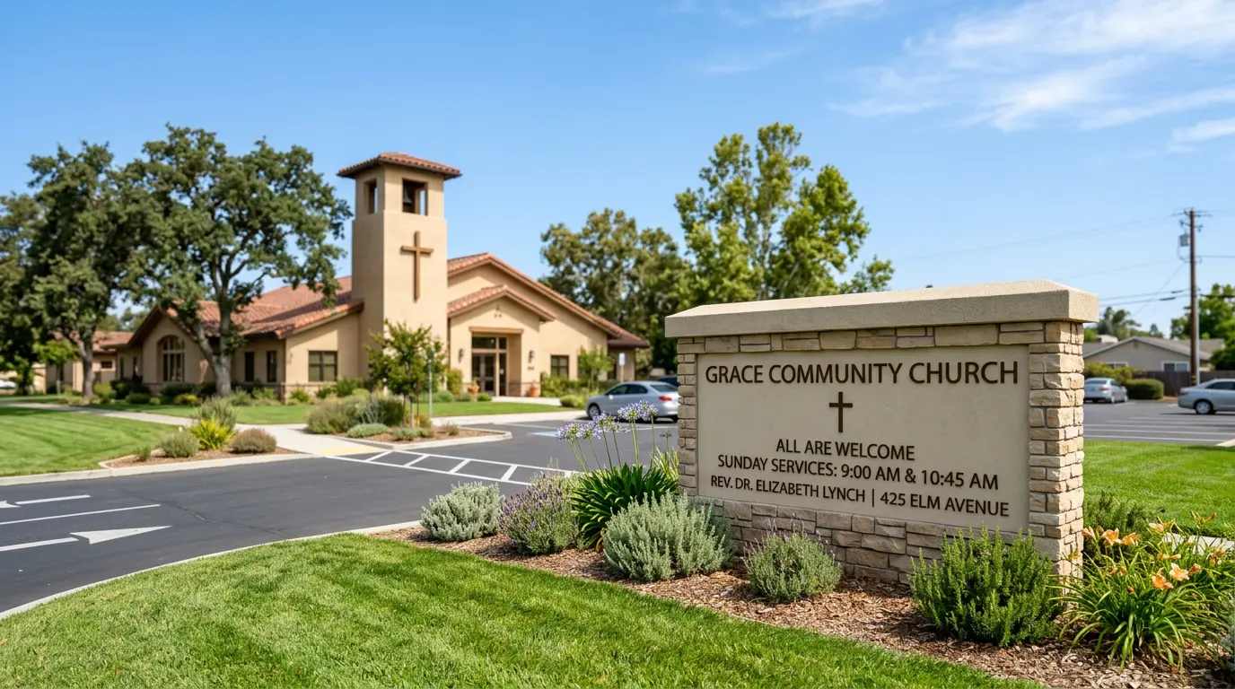 Monument sign for church or school Silicon Valley