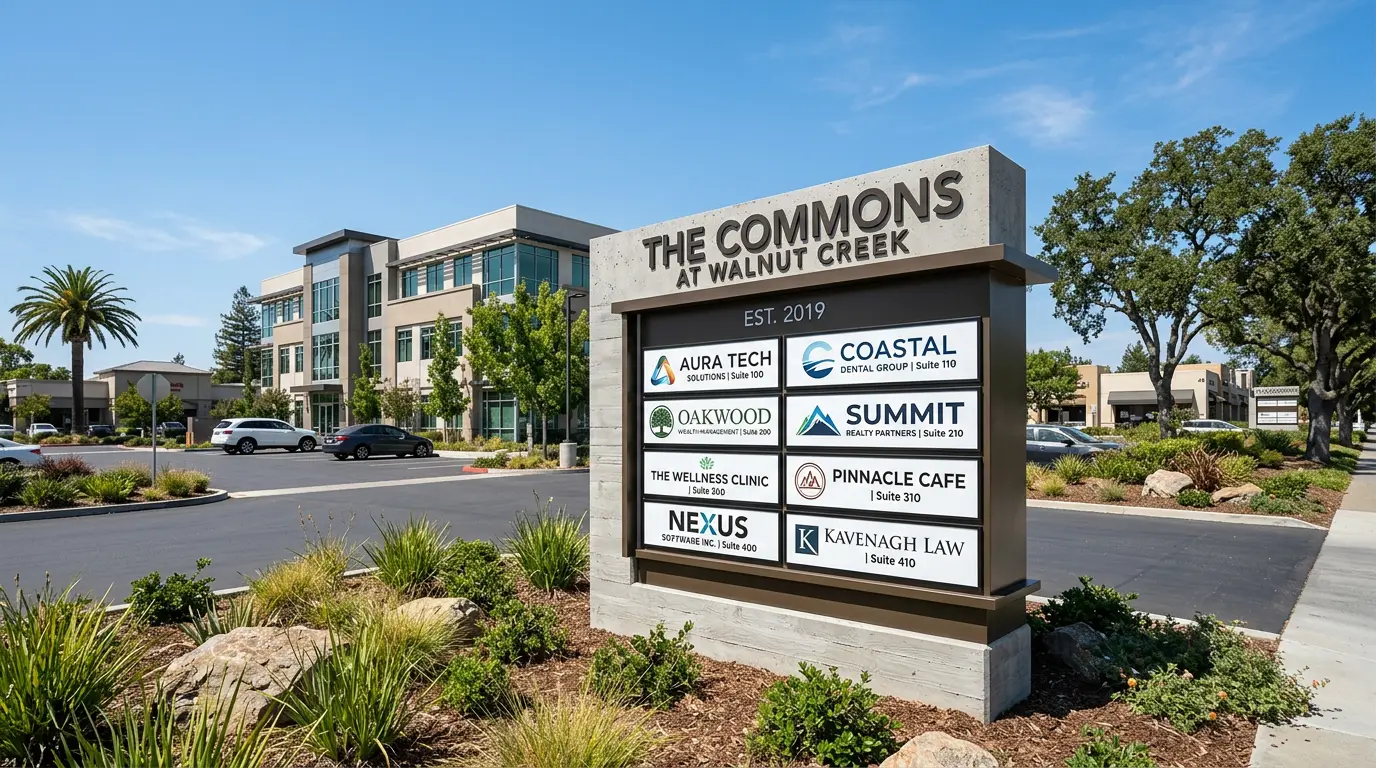 Multi-tenant directory monument sign commercial property San Jose