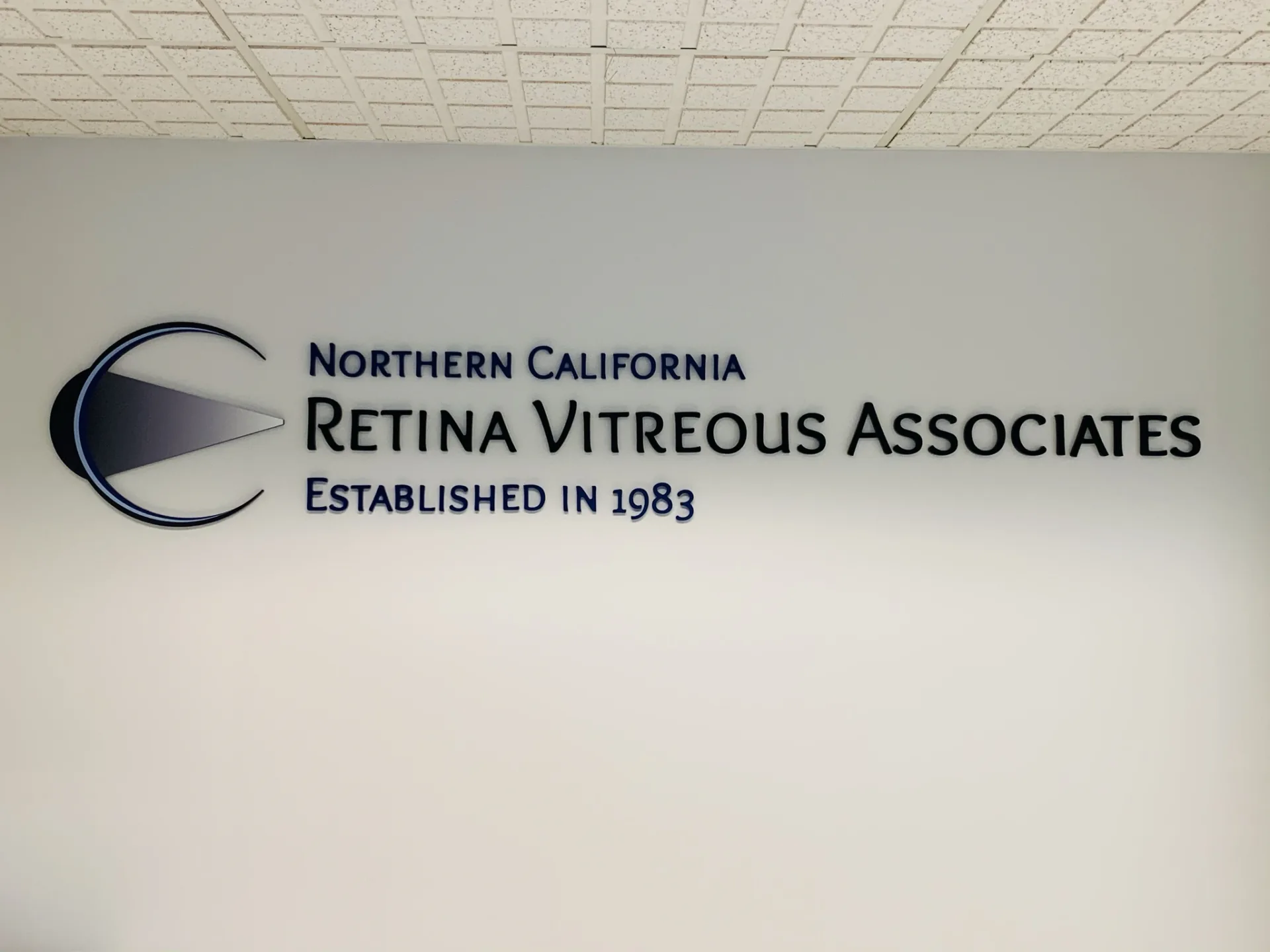 Painted 1/2 inch acrylic lobby wall sign — Northern California Retina Vitreous Associates — Clear Line Signs San Bruno