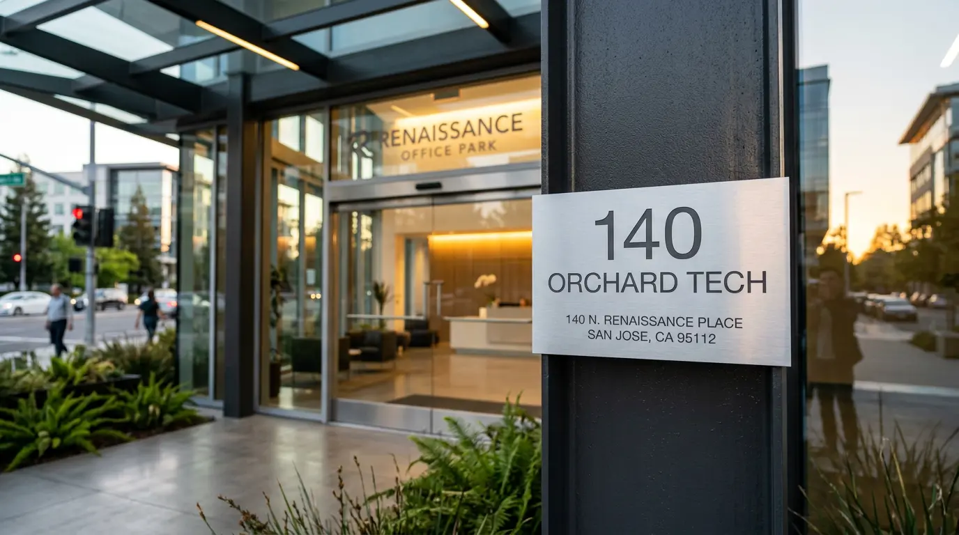 Acrylic suite number sign at San Jose office building