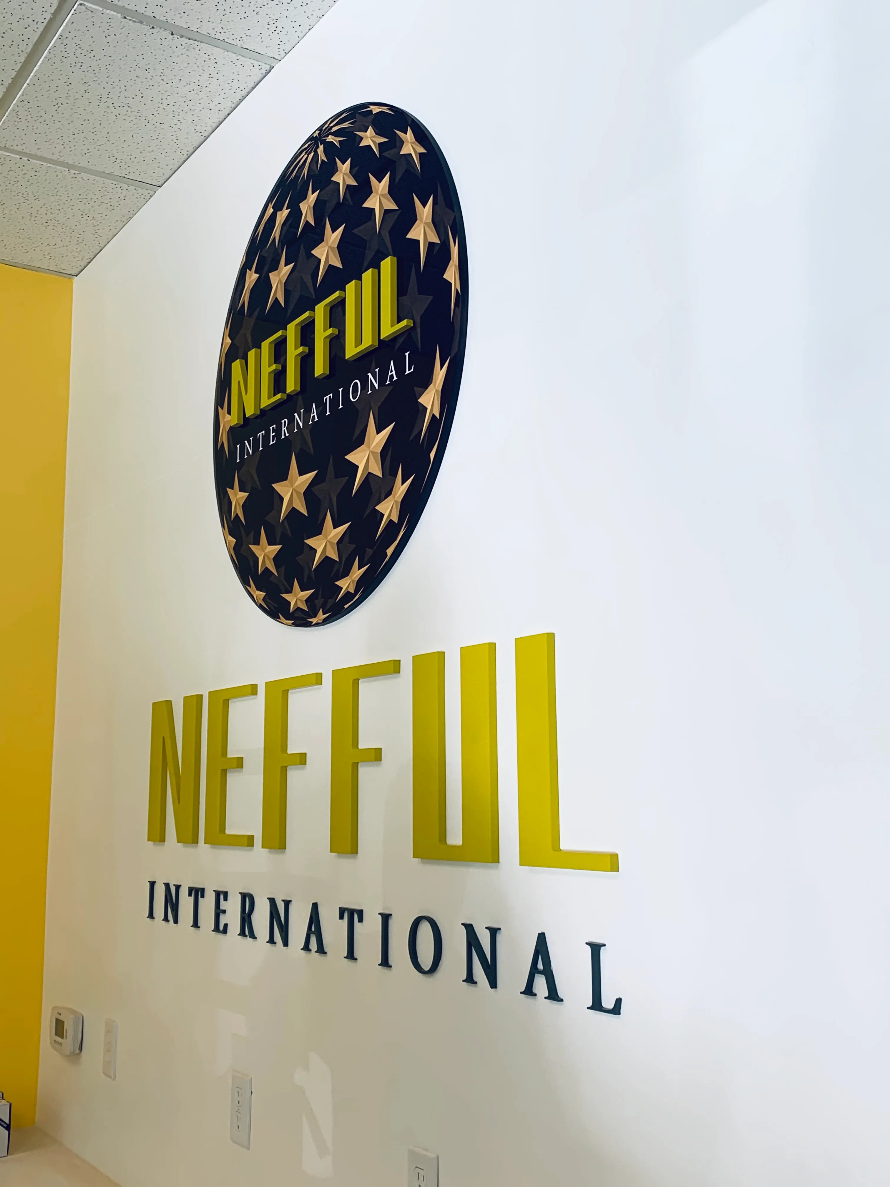 Nefful International acrylic letters and round logo sign — Clear Line Signs