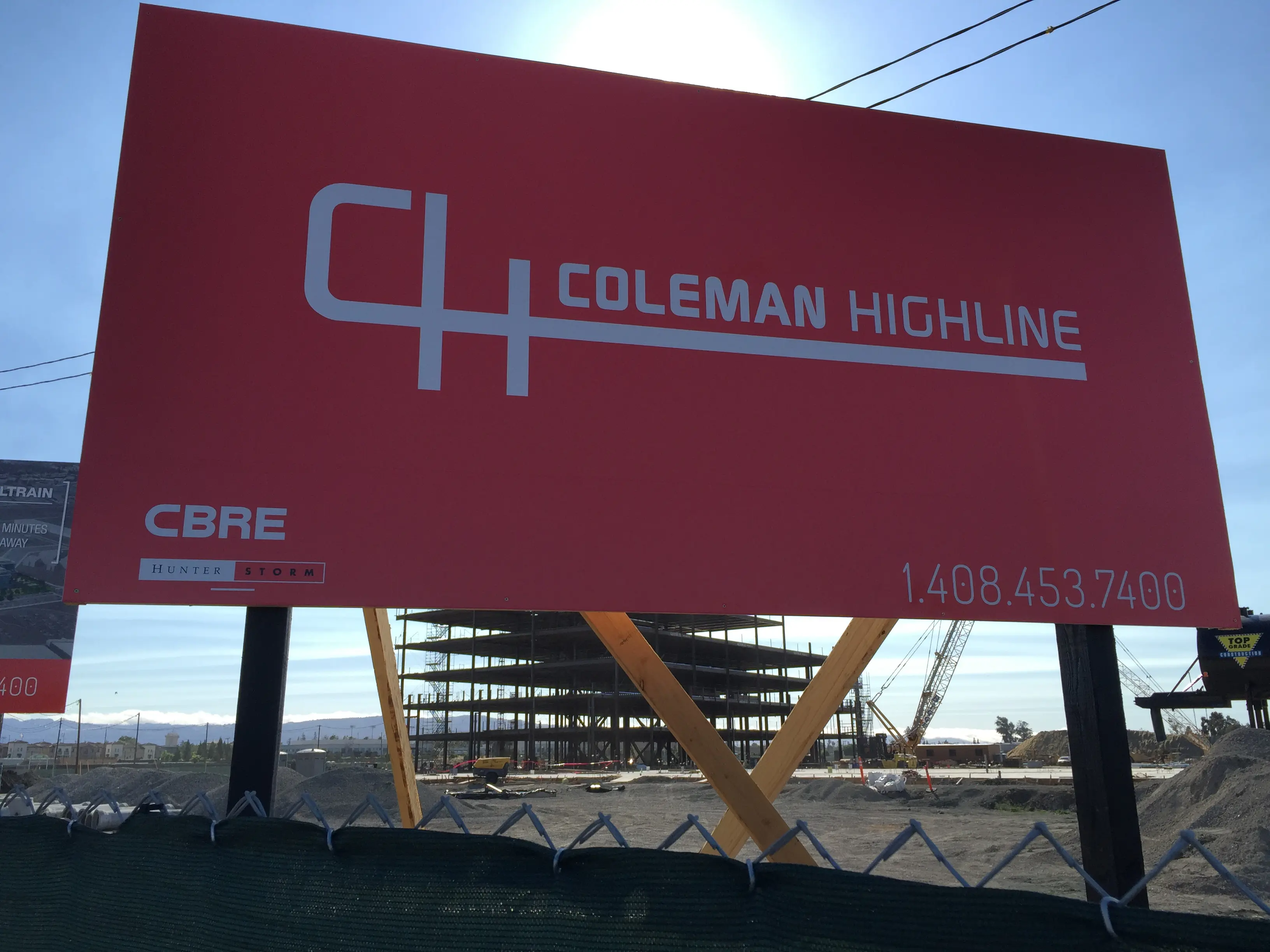 Coleman Highline red brand billboard CBRE — Clear Line Signs San Jose