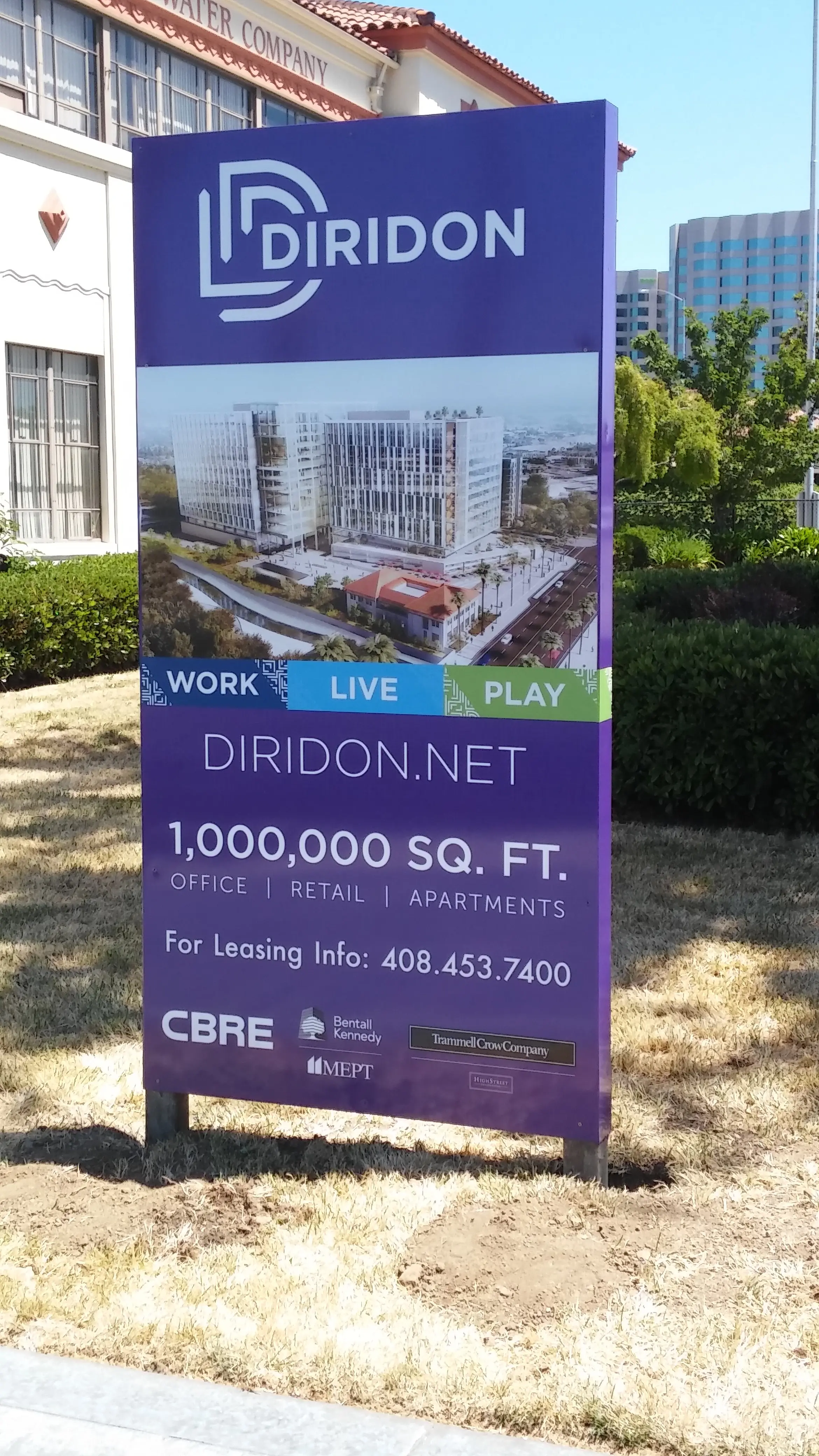 Diridon development post and panel site sign Downtown San Jose — Clear Line Signs