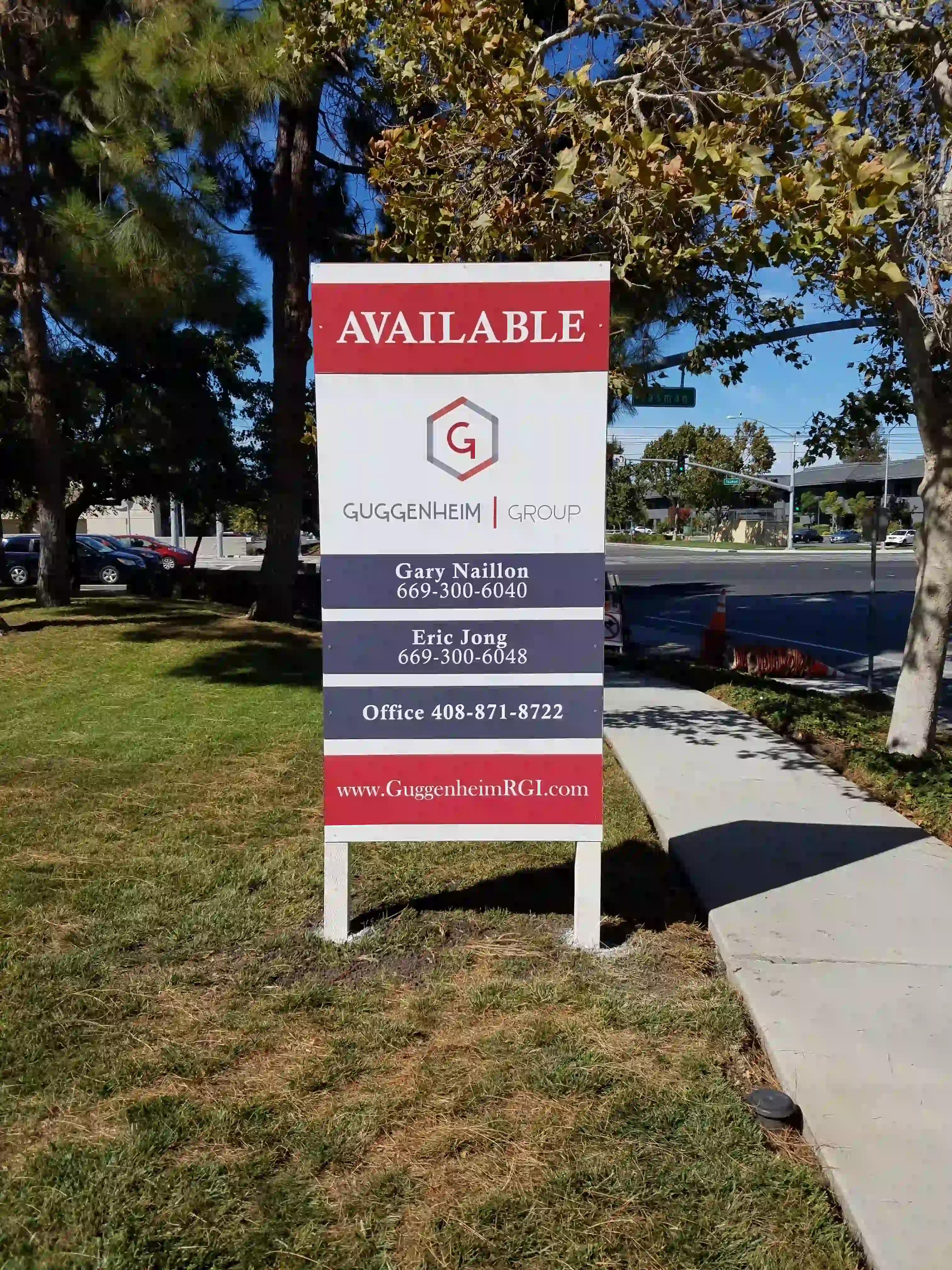 Guggenheim Group commercial real estate available post and panel sign — Clear Line Signs