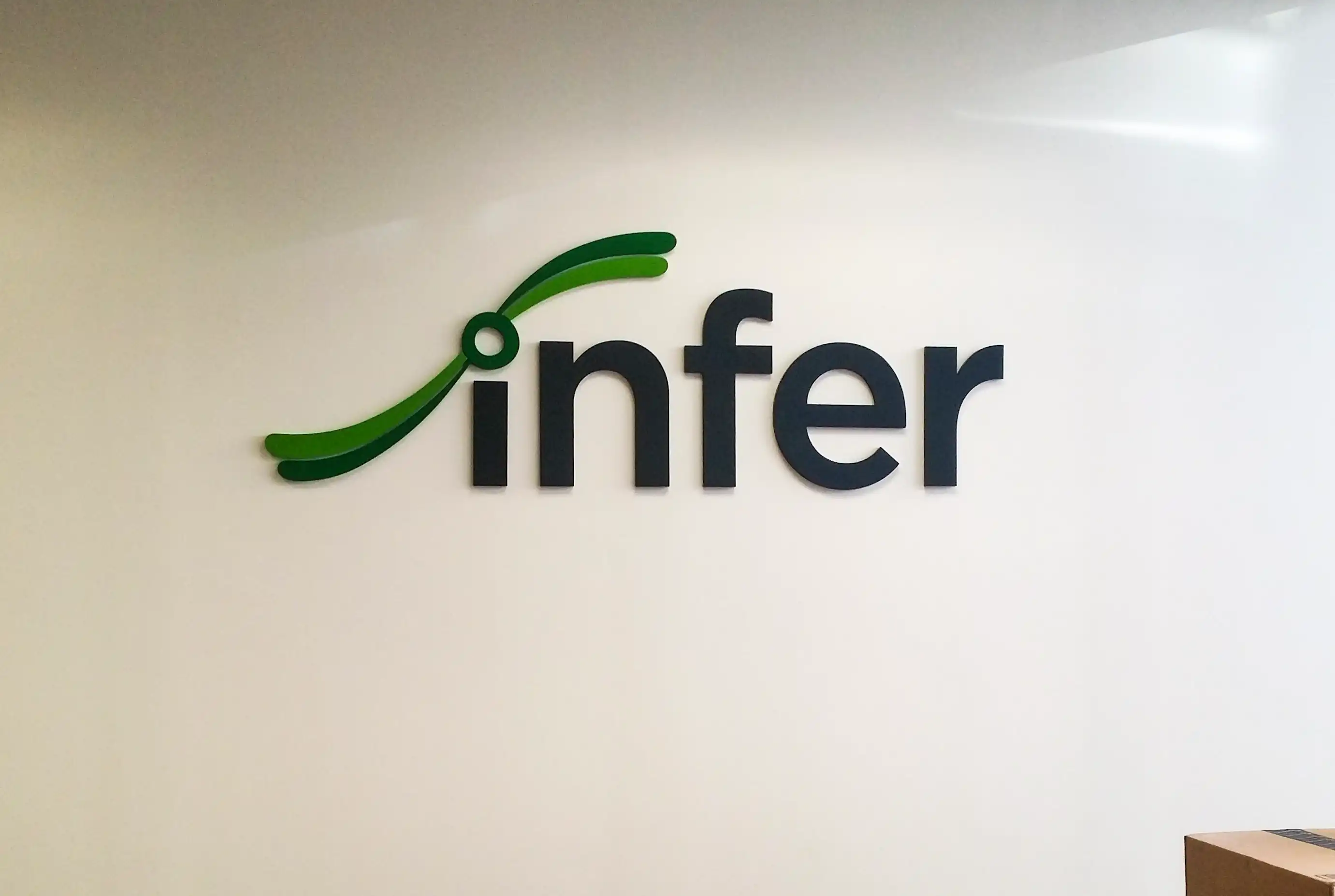 Infer acrylic dimensional lobby sign tech startup Silicon Valley — Clear Line Signs