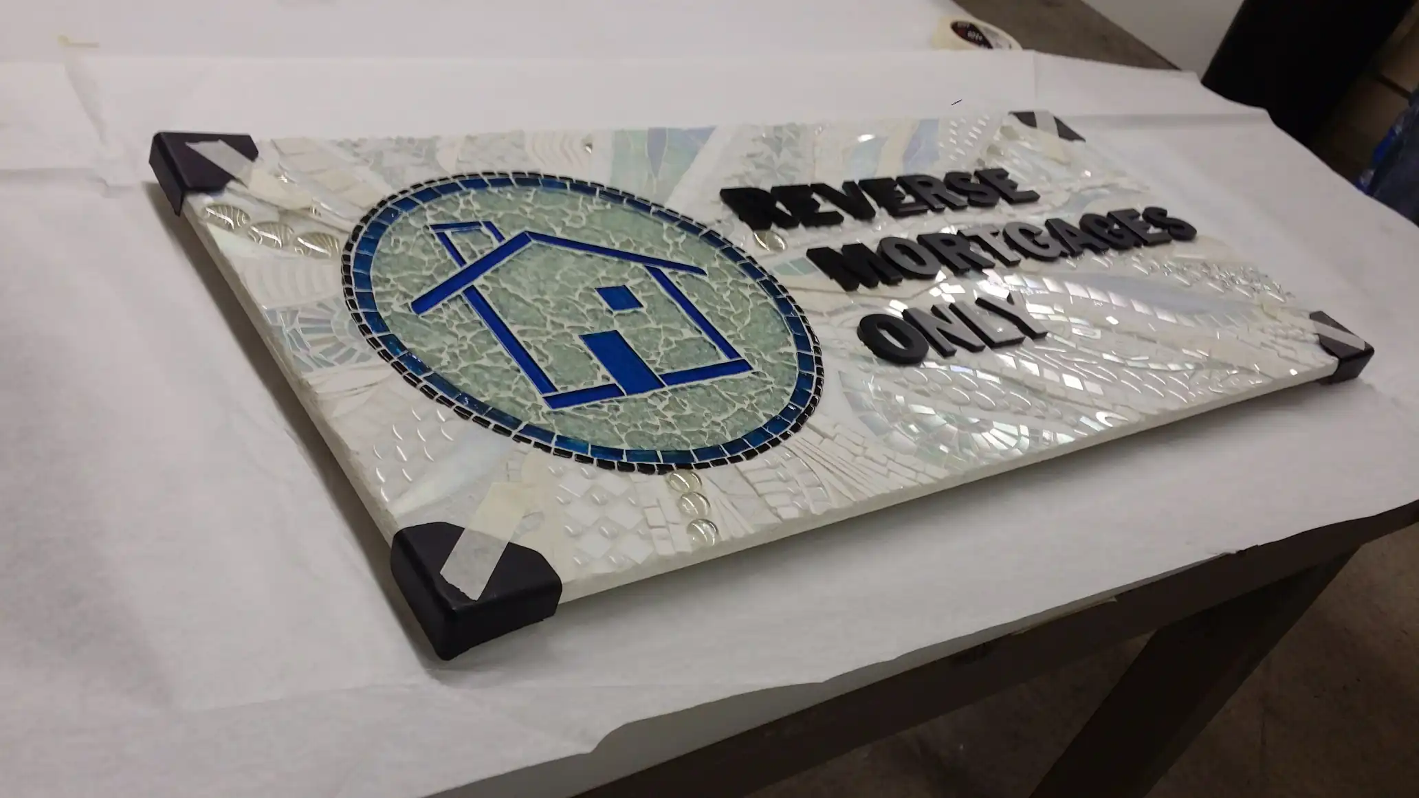 Reverse Mortgages mosaic acrylic specialty lobby sign San Jose — Clear Line Signs