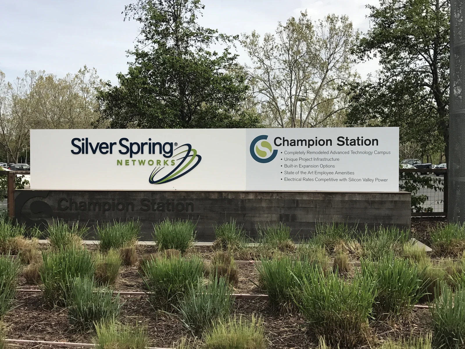 Silver Spring Networks Champion Station large monument sign Silicon Valley
