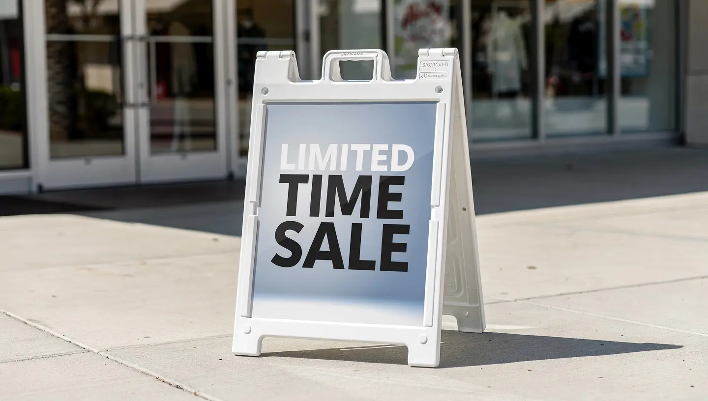 Signicade A-frame sign at a retail store in Silicon Valley