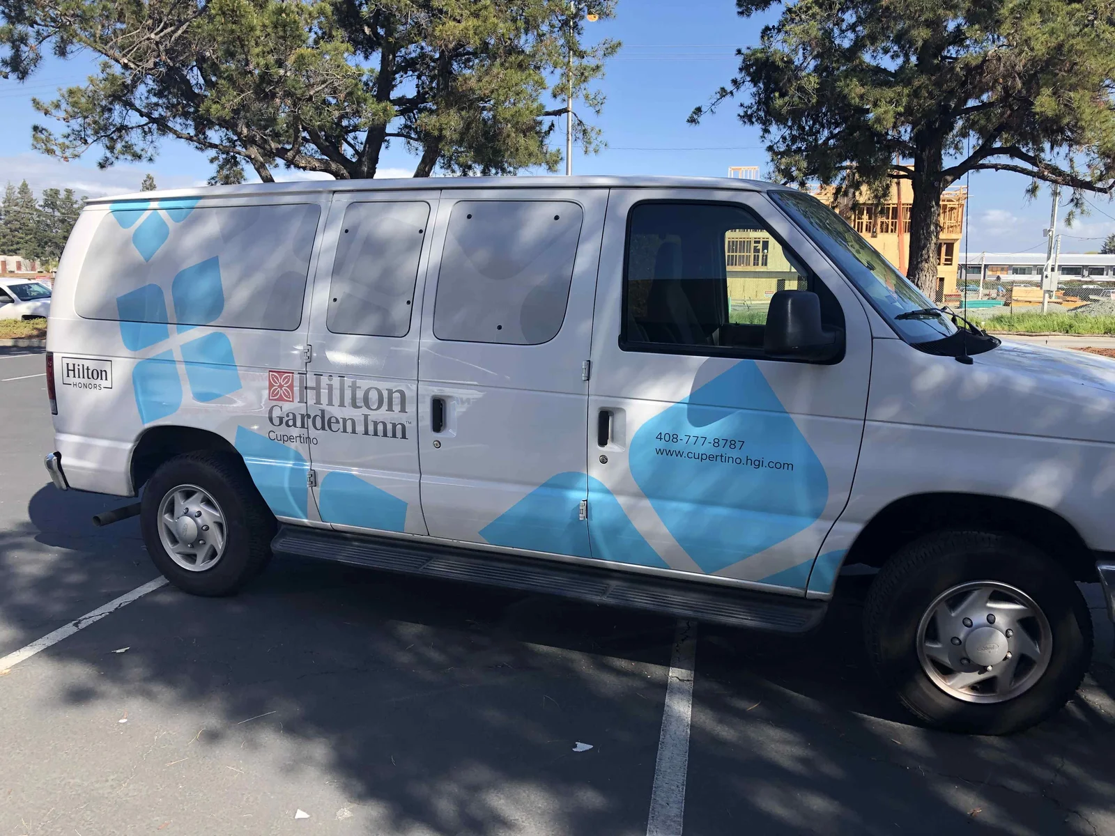 Hilton Garden Inn Cupertino shuttle van vinyl decal wrap