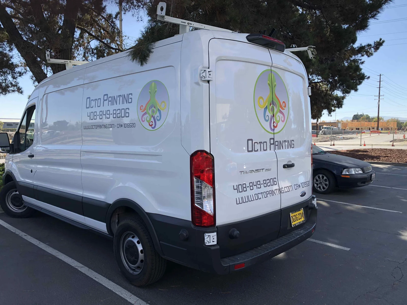 Octo Painting vinyl decal on truck side panel San Jose
