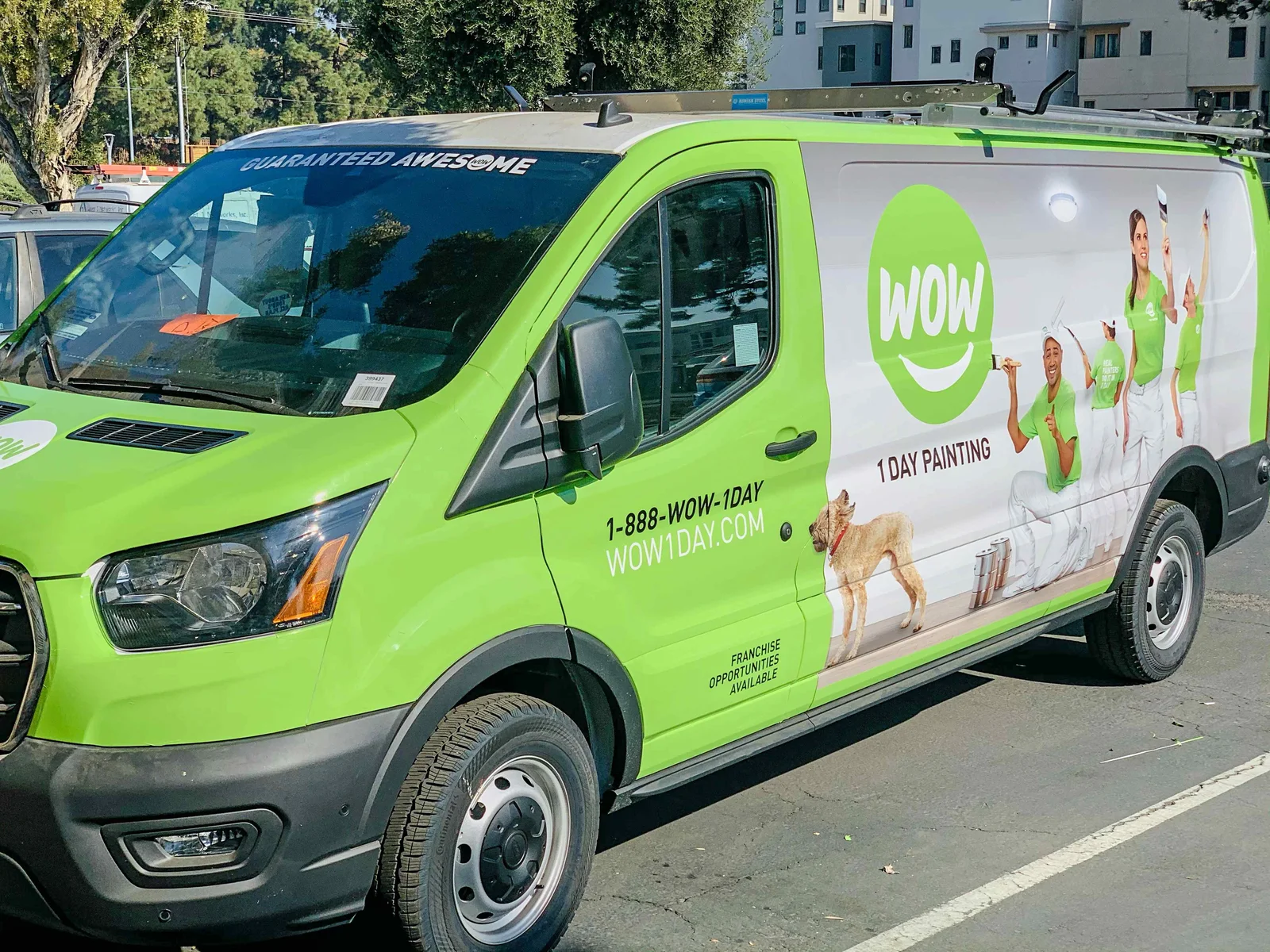 Wow 1 Day Painting vinyl vehicle wrap front side view Bay Area