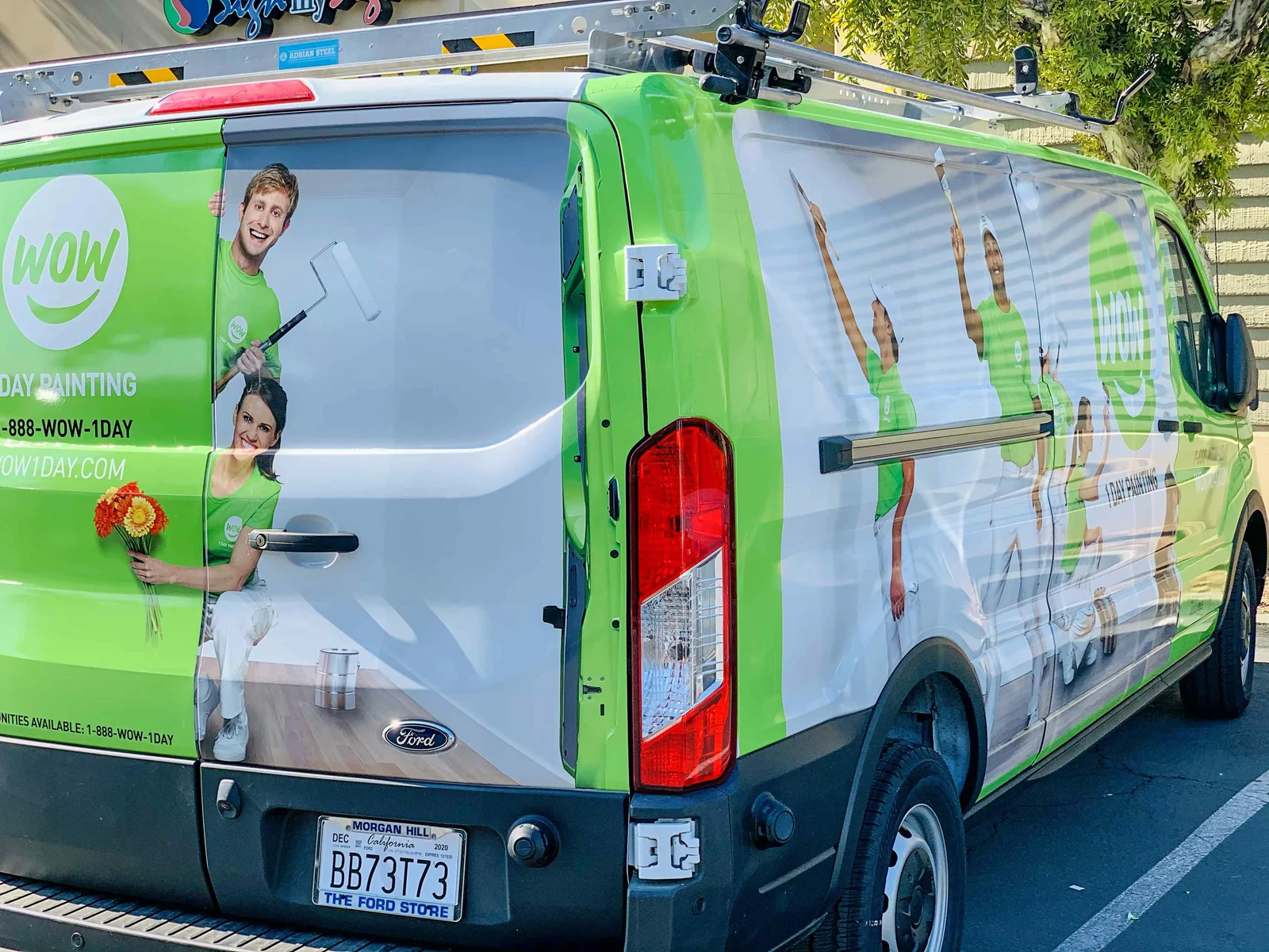 Wow 1 Day Painting full color vinyl wrap on Ford Transit van Silicon Valley