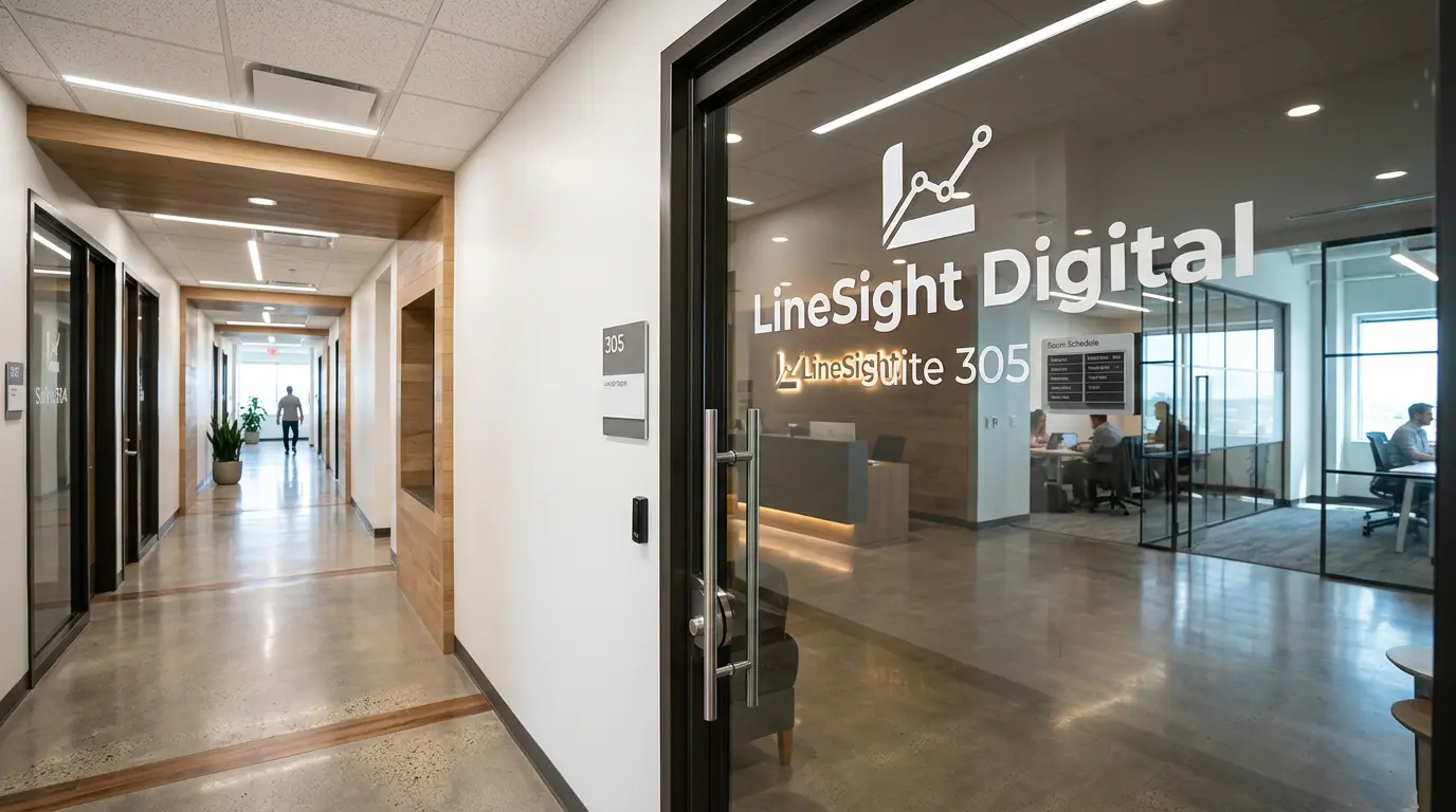 Cut vinyl lettering on suite door glass — commercial San Jose
