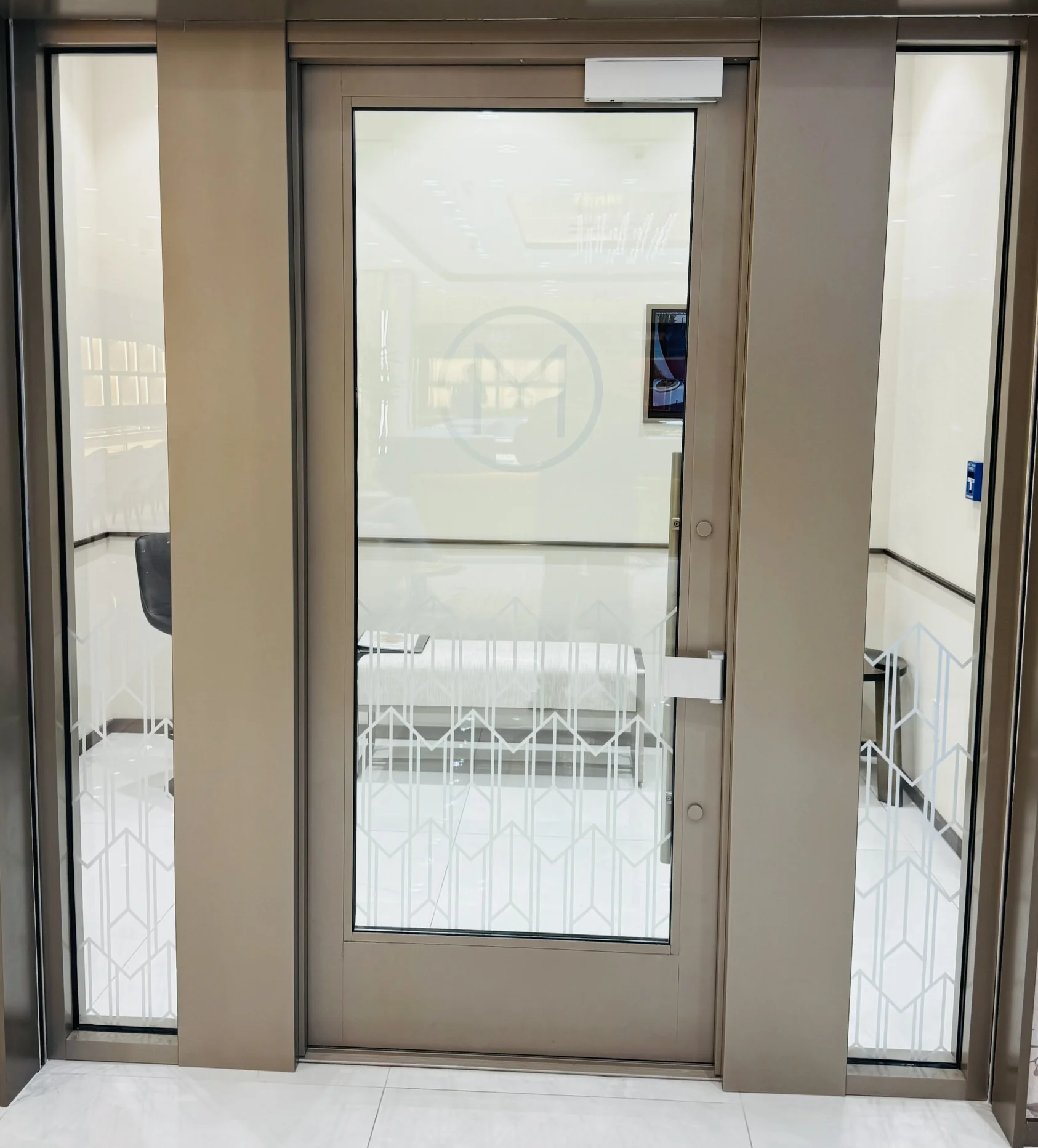 Malabar Gold Diamonds interior secured door frosted vinyl sidelites — Clear Line Signs