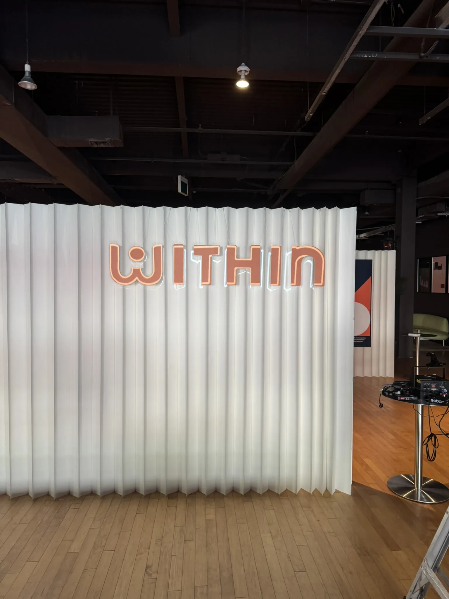 Dimensional letter display on folding wall backdrop — Within — Clear Line Signs Palo Alto