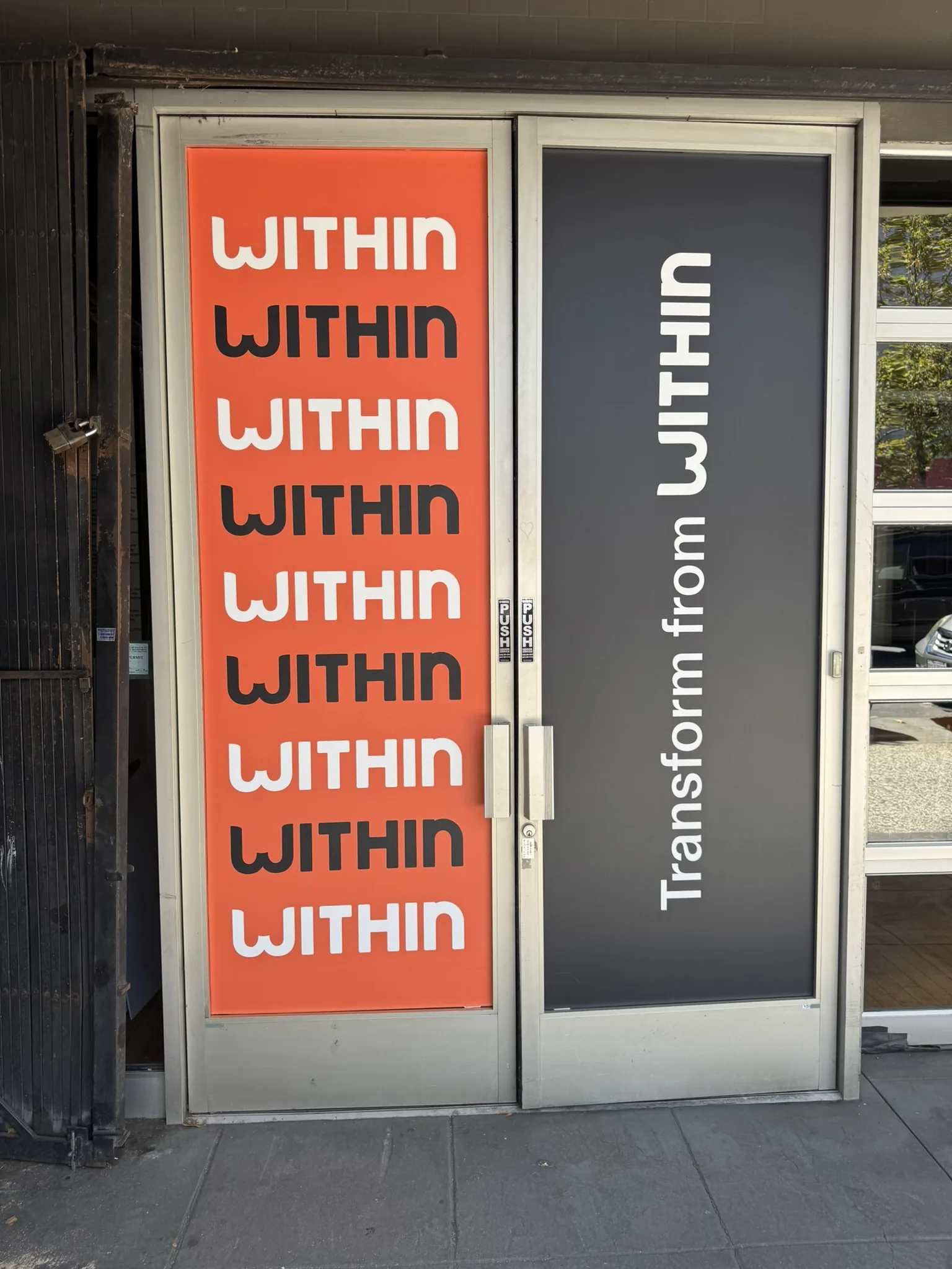 Entry door vinyl graphics wrap — Within — Clear Line Signs Palo Alto