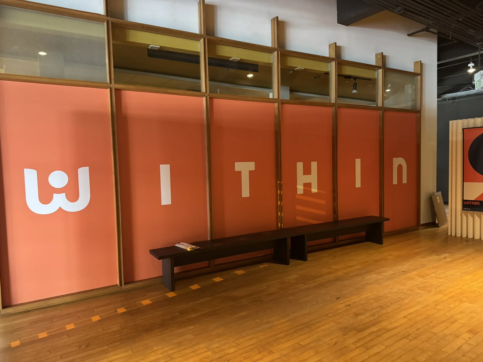 Color vinyl glass partition wrap with dimensional letters — Within — Clear Line Signs Palo Alto